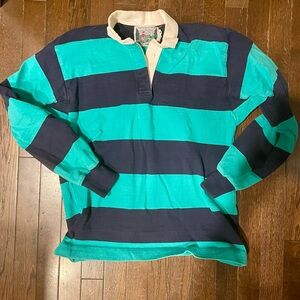 Thatcher & Cross Striped Rugby Shirt - Teal and Navy